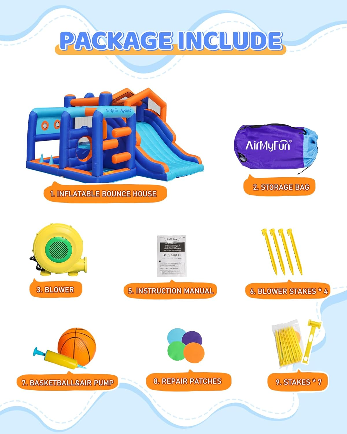 Multi-Activity Inflatable Bouncy Castle with Slide, Ball Pit, Basketball Hoop & Climbing Area – Kids Indoor Outdoor Fun Playset
