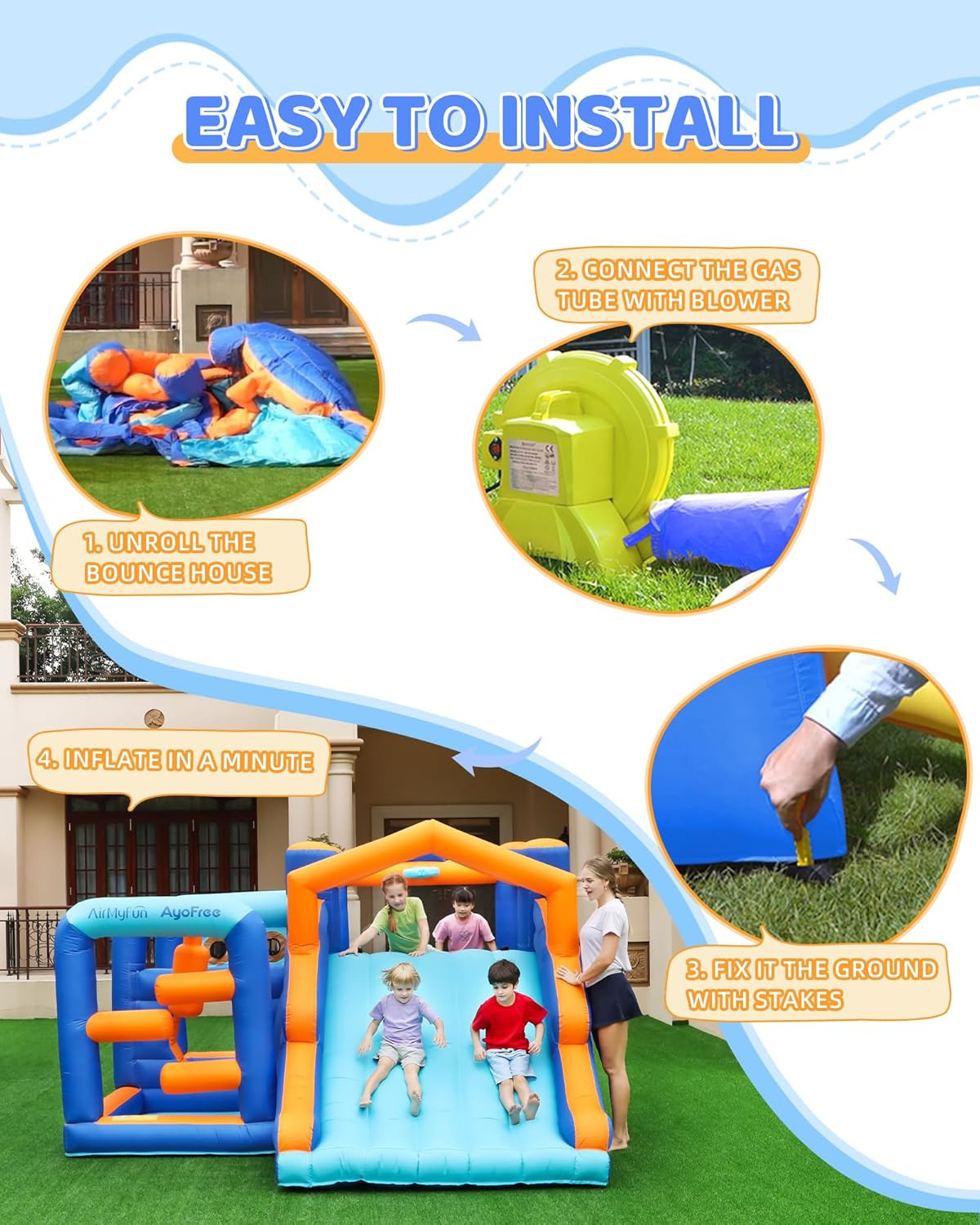 Multi-Activity Inflatable Bouncy Castle with Slide, Ball Pit, Basketball Hoop & Climbing Area – Kids Indoor Outdoor Fun Playset