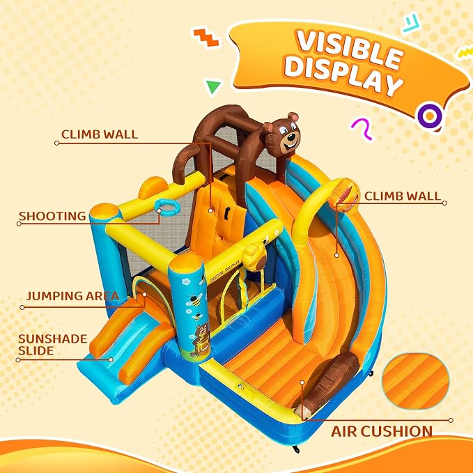 Doctor Dolphin Inflatable Bounce House for Kids – Double Slide & Jumping Bouncer with Electric Blower Included | Indoor & Outdoor Use | Ages 2–12