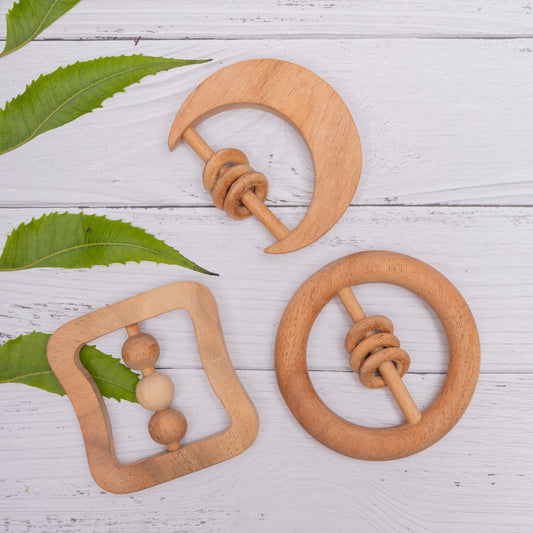 Neem Wood Rattles Set of 3