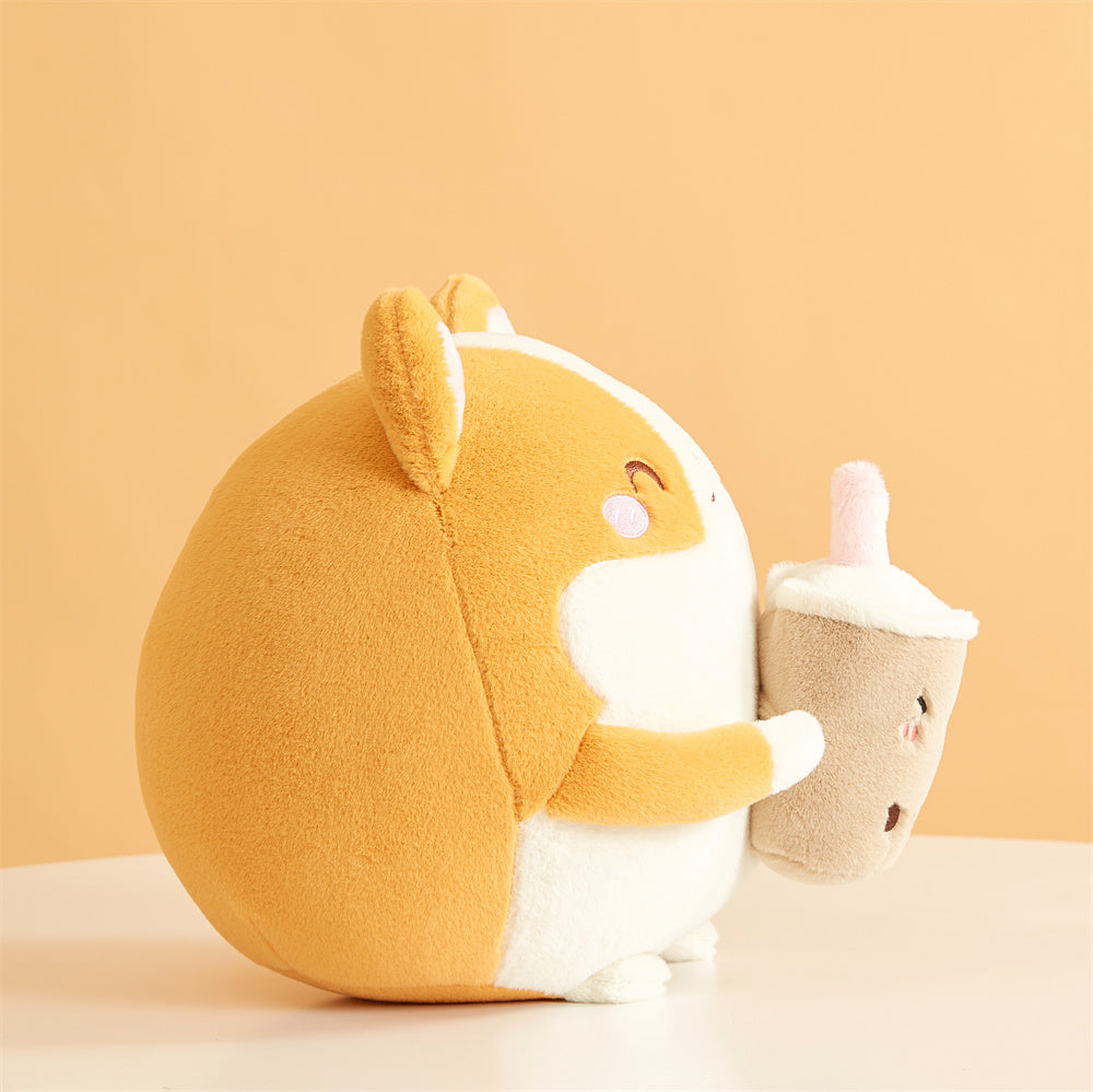 Chubby Drinking Corgi Plushie