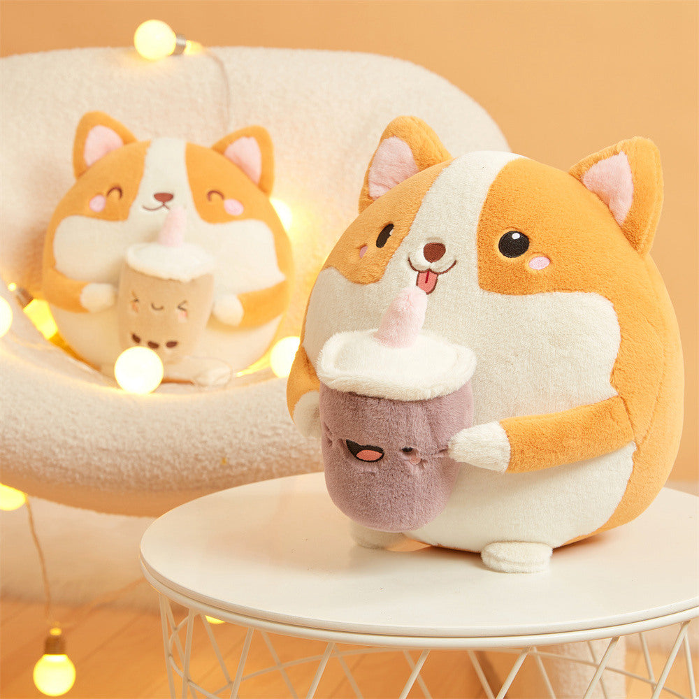 Chubby Drinking Corgi Plushie
