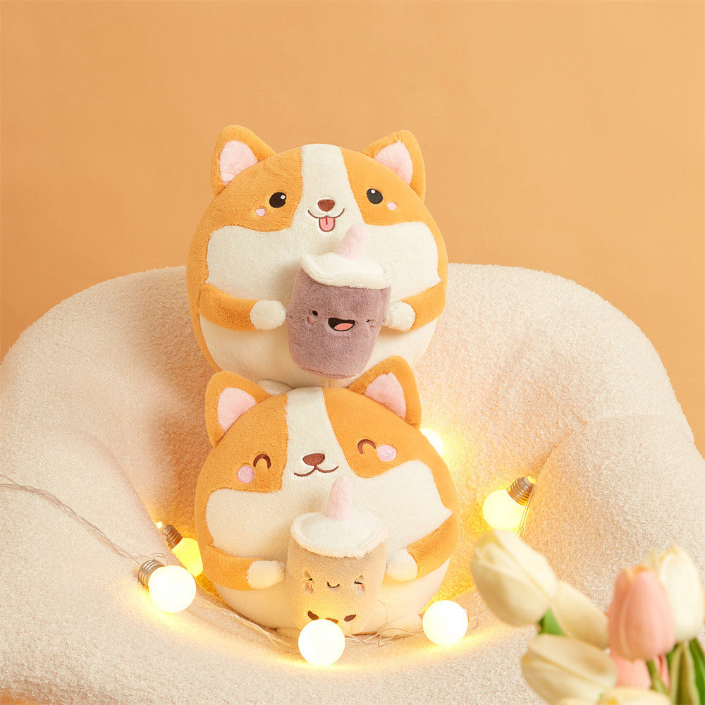 Chubby Drinking Corgi Plushie