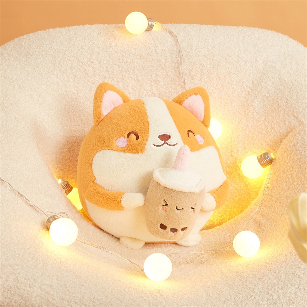Chubby Drinking Corgi Plushie