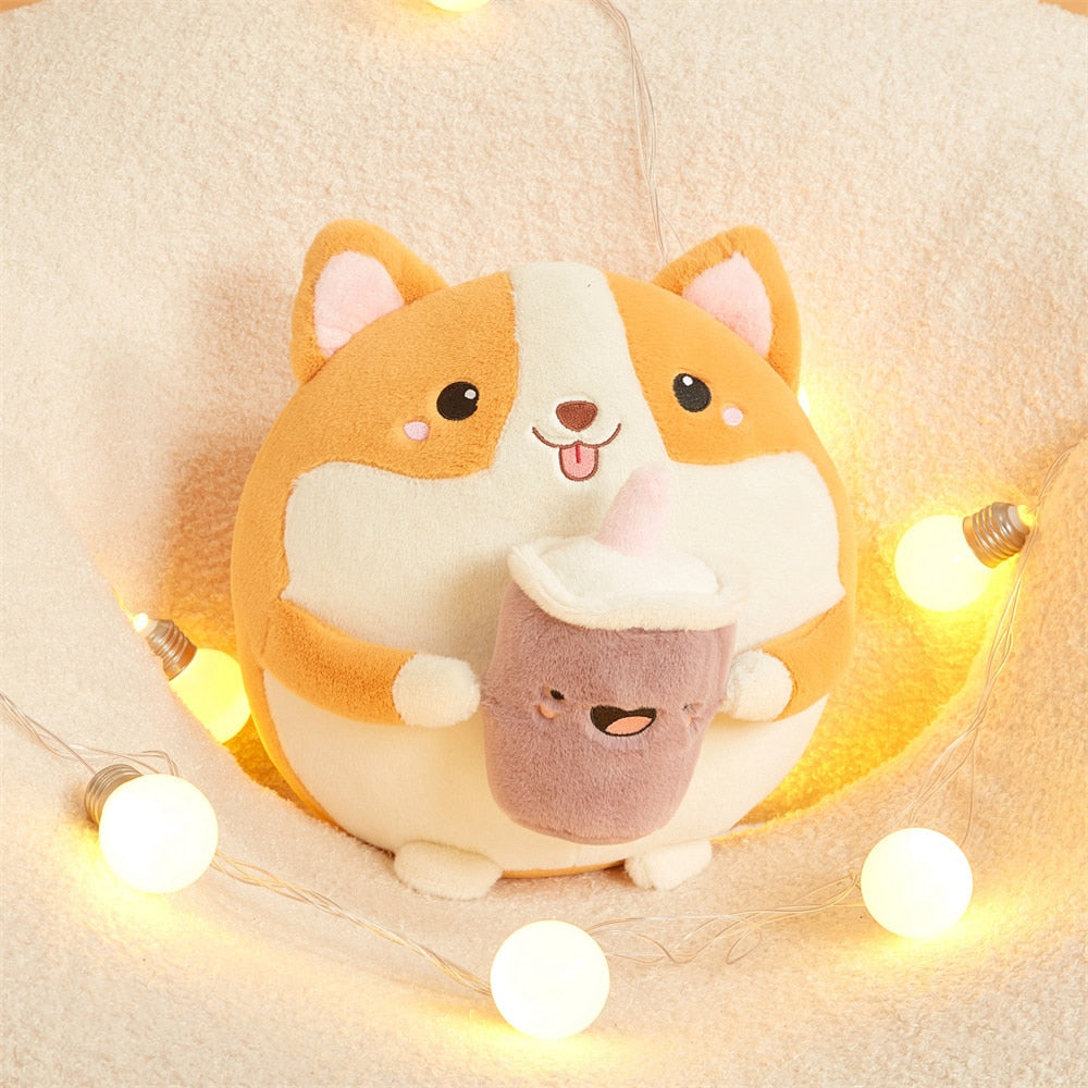 Chubby Drinking Corgi Plushie