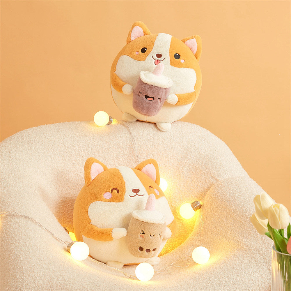 Chubby Drinking Corgi Plushie