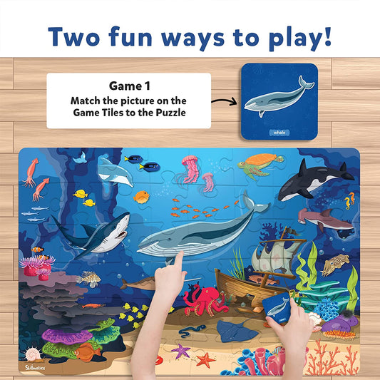 Skillmatics Piece & Play Up in Underwater Animals - Educational Floor Puzzle & Game for Ages 3-7 Years