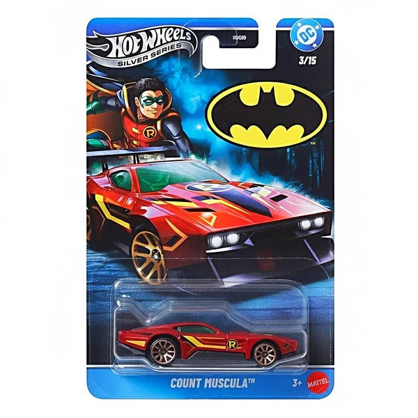 Hot Wheels 2026 DC Comics Batman-Themed Silver Celebration Series 1:64 Scale - Set Of 5 Cars
