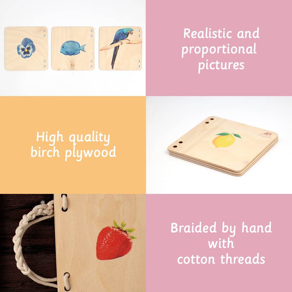 Wooden Pictorial Books- Primary colours (Red & Blue)
