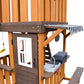 Cedar Wood Swing Set with Wave Slide, Play Kitchen, Rock Wall Ladder, Belt Swings, Toy Telescope, Steering Wheel, Tic-Tac-Toe, Balconies, Outdoor Playhouse Playground Set for Backyard Garden