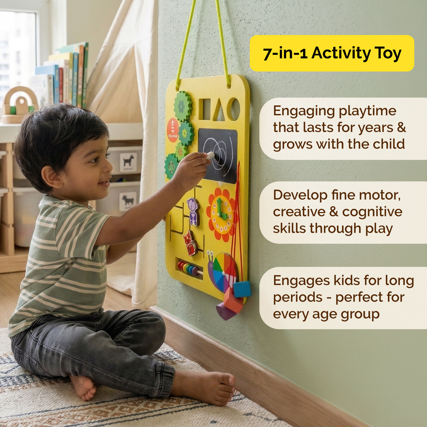 7-in-1 Wooden Busy Board - (1+ Years)