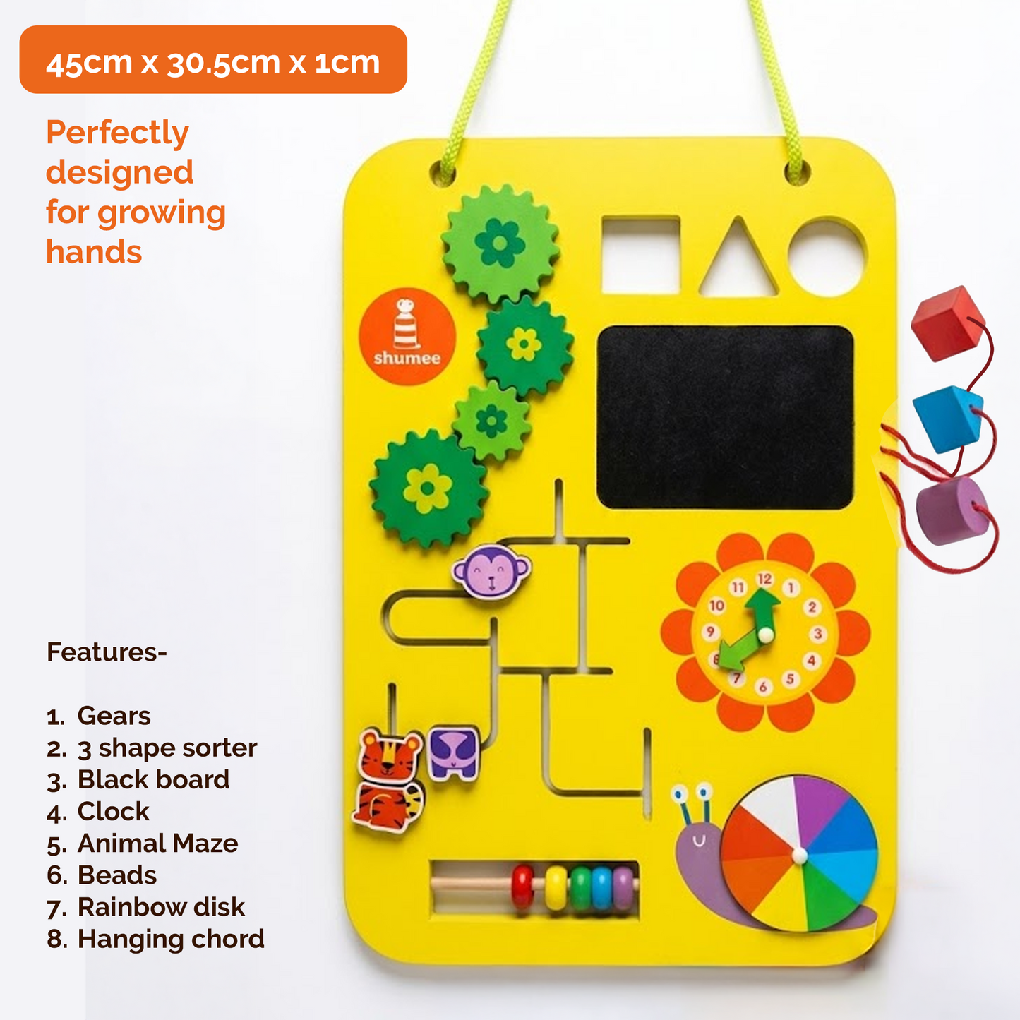 7-in-1 Wooden Busy Board - (1+ Years)