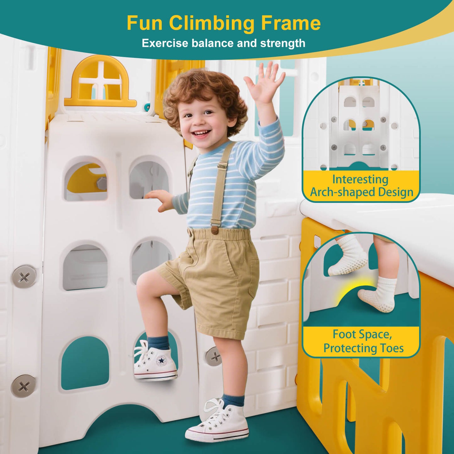 9 in 1 Toddler Slide, Freestanding Kid Climber Slide Playset, Toddler Playhouse, Indoor Outdoor Toy for Toddlers Age 1-3+