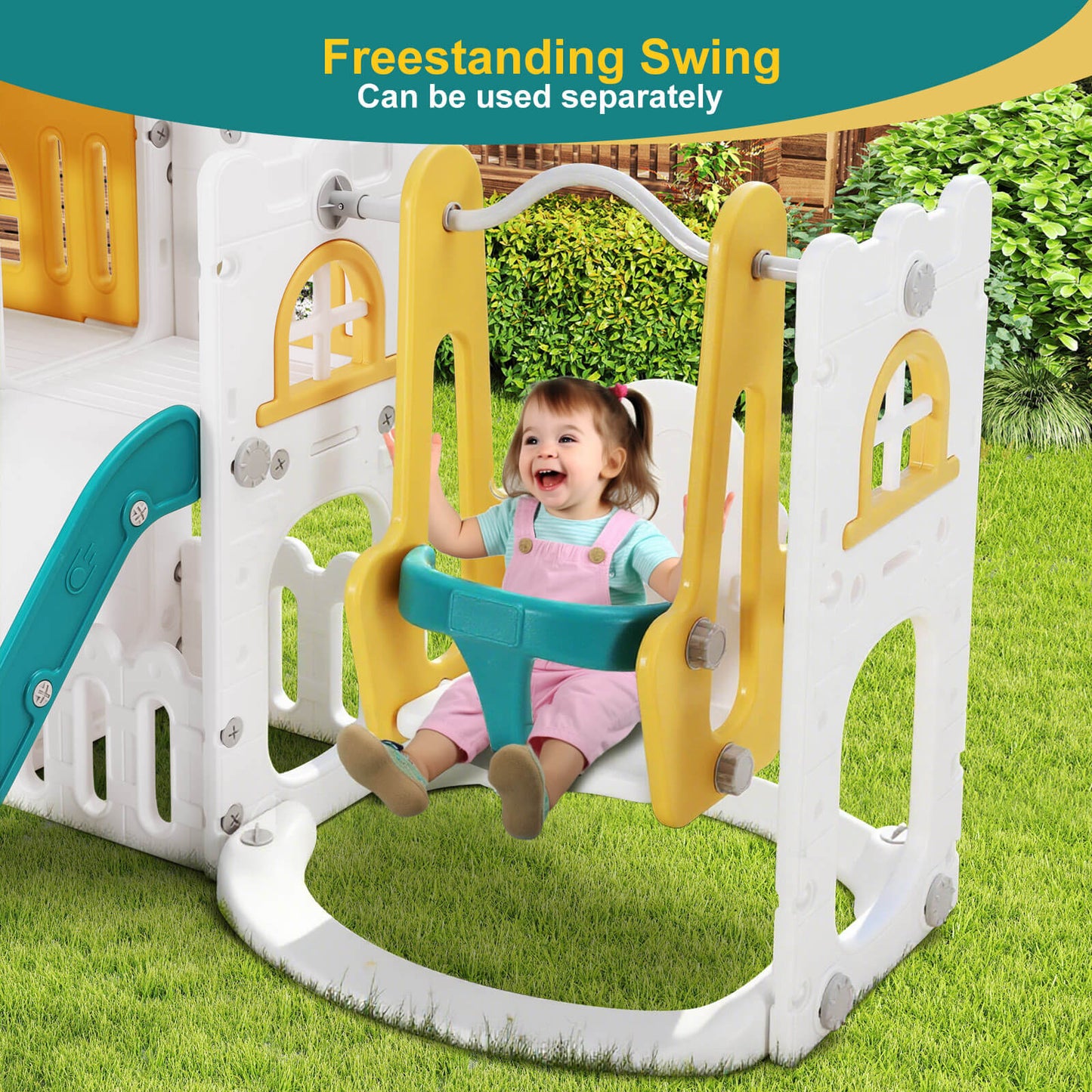 9 in 1 Toddler Slide, Freestanding Kid Climber Slide Playset, Toddler Playhouse, Indoor Outdoor Toy for Toddlers Age 1-3+