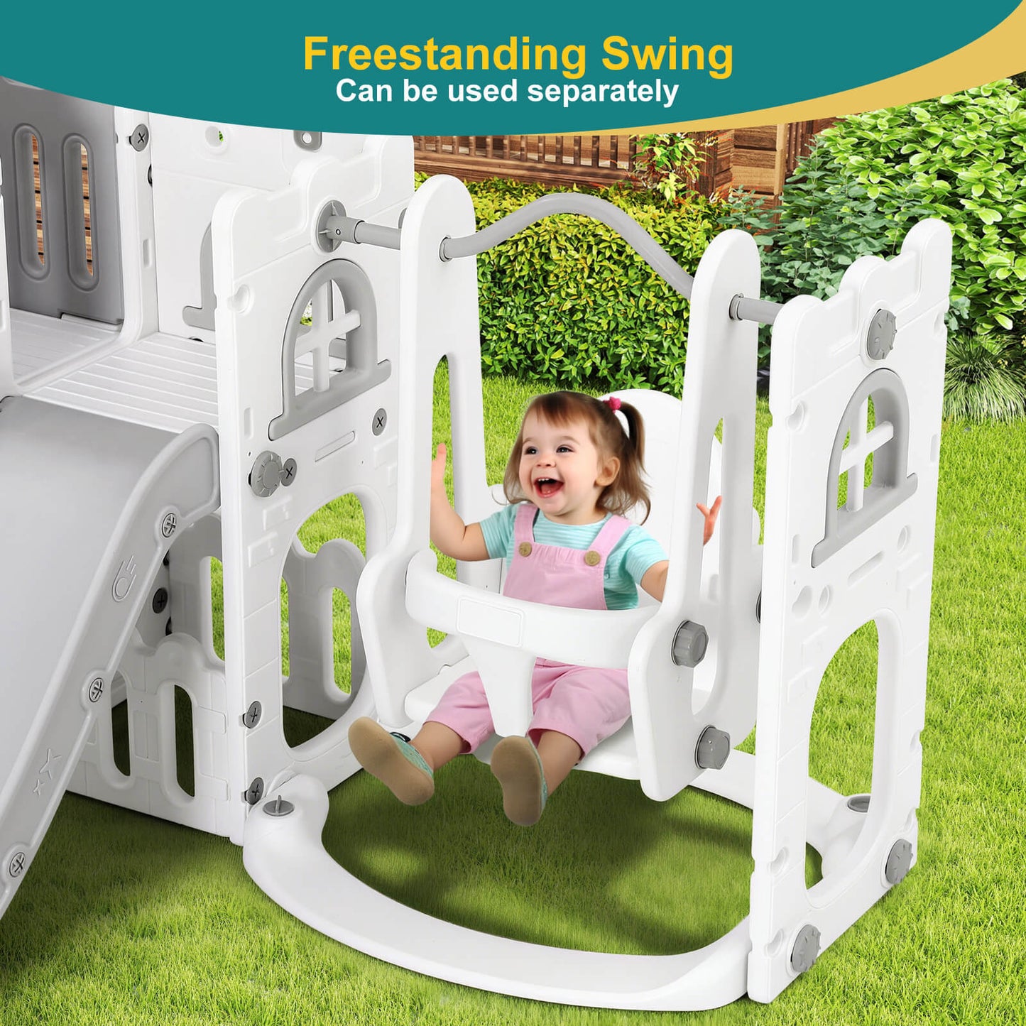 10 in 1 Toddler Slide, Freestanding Kid Climber Slide Playset, Toddler Playhouse, Backyard Playground Toy for Age 1-3+