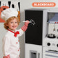 Kids Play Kitchen Set, Pretend Wooden Kid Kitchen Playset Toy Kitchen w/Sound and Light, Oven, Ice Maker, Blackboard & Recycling Bin, Toddler Kitchen for Kids Ages 3+