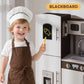 Kids Play Kitchen Set, Pretend Wooden Kid Kitchen Playset Toy Kitchen w/Sound and Light, Oven, Ice Maker, Blackboard & Toy Storage Box, Toddler Kitchen Accessories for Kids Ages 3+