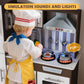 Kids Play Kitchen Set, Pretend Wooden Kid Kitchen Playset Toy Kitchen w/Sound and Light, Oven, Ice Maker, Blackboard & Toy Storage Box, Toddler Kitchen Accessories for Kids Ages 3+