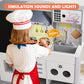 Kids Play Kitchen Set, Pretend Wooden Kid Kitchen Playset Toy Kitchen w/Sound and Light, Oven, Ice Maker, Blackboard & Recycling Bin, Toddler Kitchen for Kids Ages 3+