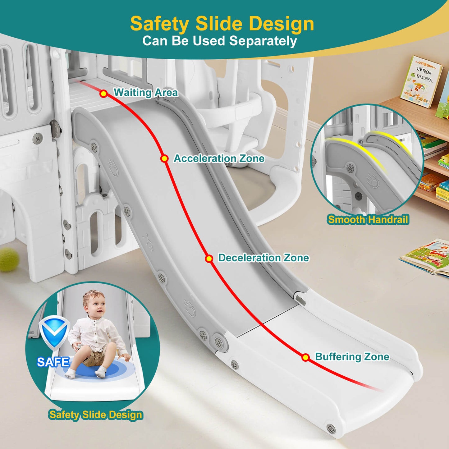 10 in 1 Toddler Slide, Freestanding Kid Climber Slide Playset, Toddler Playhouse, Backyard Playground Toy for Age 1-3+