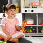 Kids Play Kitchen Set, Pretend Wooden Kid Kitchen Playset Toy Kitchen w/Sound and Light, Oven, Ice Maker, Blackboard & Recycling Bin, Toddler Kitchen for Kids Ages 3+