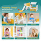 9 in 1 Toddler Slide, Freestanding Kid Climber Slide Playset, Toddler Playhouse, Indoor Outdoor Toy for Toddlers Age 1-3+