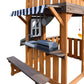 Cedar Wood Swing Set with Wave Slide, Play Kitchen, Rock Wall Ladder, Belt Swings, Toy Telescope, Steering Wheel, Tic-Tac-Toe, Balconies, Outdoor Playhouse Playground Set for Backyard Garden