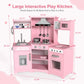 Kids Play Kitchen,Corner Wooden Pretend Toddler Kitchen Toys Playset with Realistic Lights & Sounds,Microwave Oven,Water Dispenser, Phone, Sink,Cooking Accessories, for Ages 3+