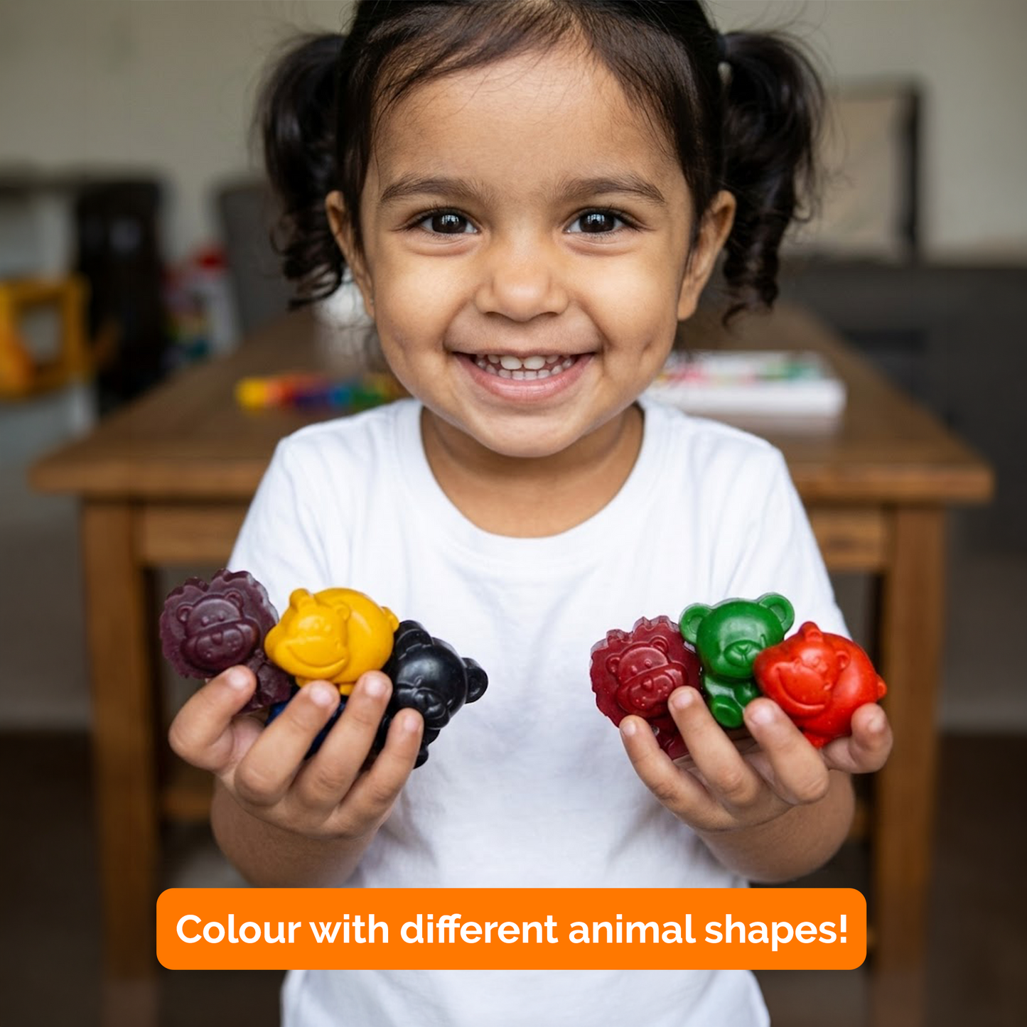 Animal Shaped Crayons & Activity Book Set for Kids (3+ Years)