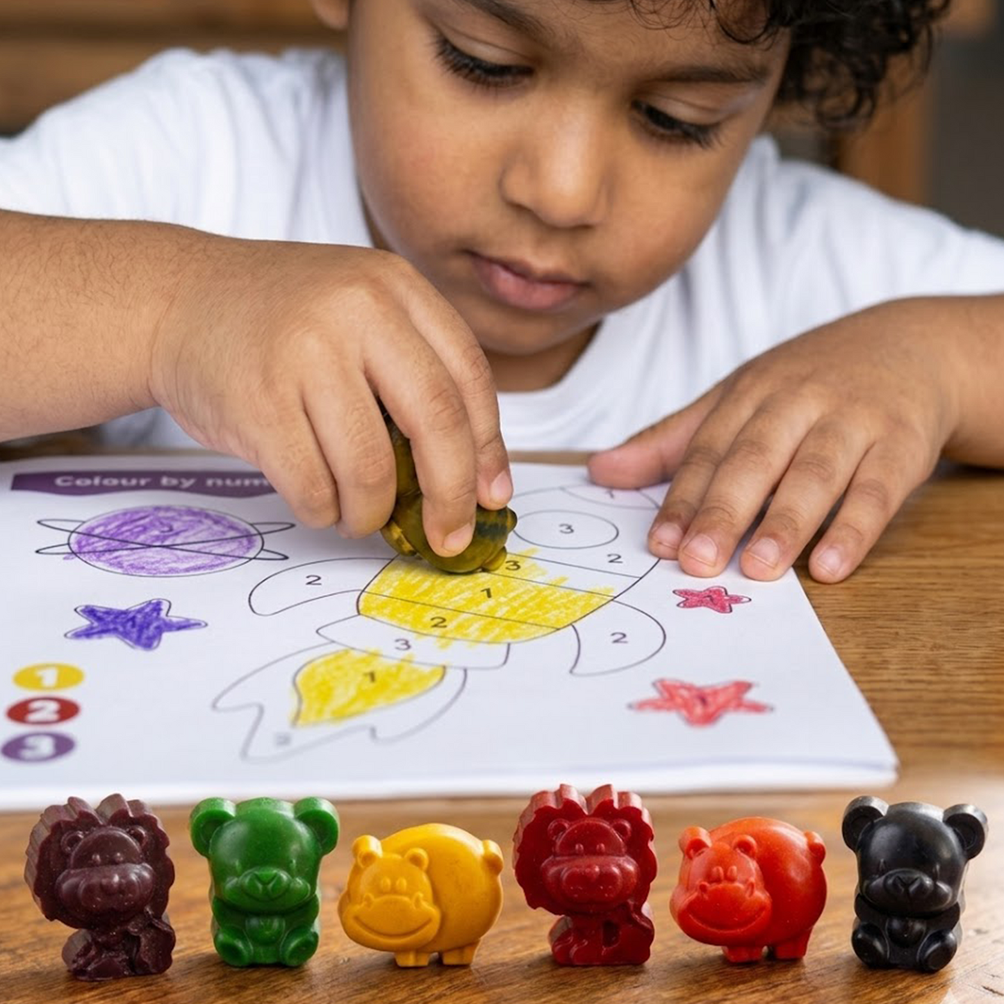 Animal Shaped Crayons & Activity Book Set for Kids (3+ Years)