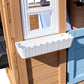 Kids Outdoor Playhouse, Wooden Outside Playhouse, Kids Playhouse for Backyard Garden with Play Kitchen, Chalkboard, Windows, Flower Pot, Birdcage, Bench & Pet Door
