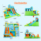 Inflatable Water Slide Bounce House for Kids, Luxury Heavy Duty Blow Up Water Park with Double Slides, Climbing Wall, Splash Pool and Sunshade Awning