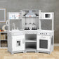 Kids Play Kitchen,Corner Wooden Pretend Toddler Kitchen Toys Playset with Realistic Lights & Sounds,Microwave Oven,Water Dispenser, Phone, Sink,Cooking Accessories, for Ages 3+