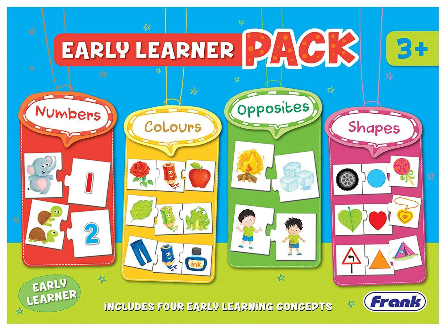 Frank Early Learner Pack 88 Pieces, 20 2-Piece and 16 3-Piece Self-Correcting Puzzles for Ages 3 & Above