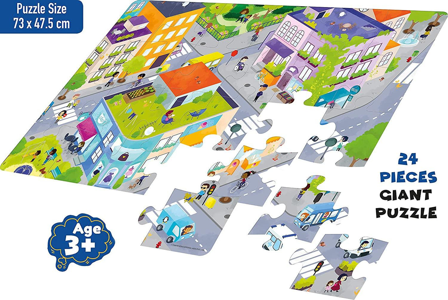 Frank The City 24 Pieces Giant Floor Puzzle for 3 Year Old Kids and Above