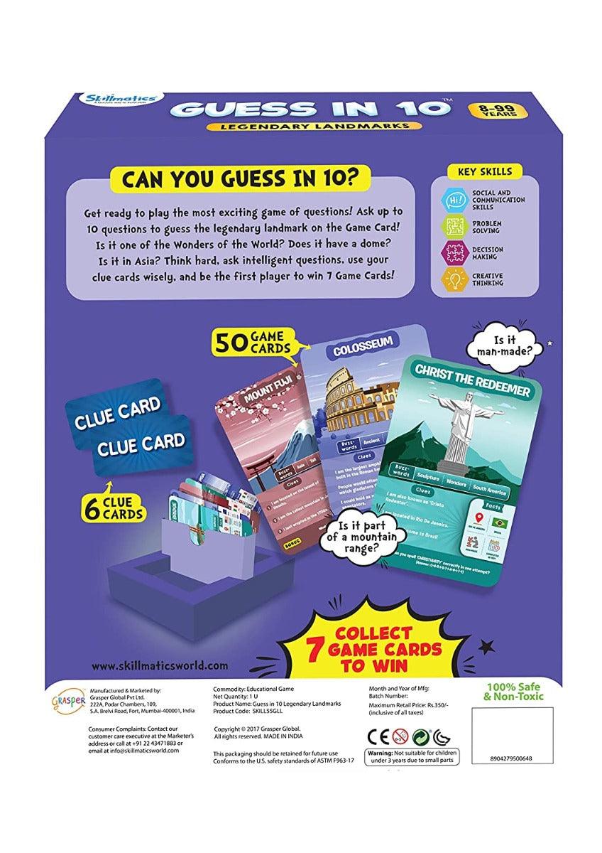 Skillmatics Legendary Landmarks - Guess In 10 (Ages 8-99) | Card Game of Smart Questions | General Knowledge for Families | Gifts for Boys and Girls