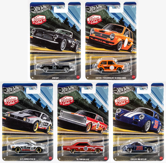 Hot Wheels 2026 Vintage Club Grand Prix Silver Celebration Series 1:64 Scale - Set Of 5 Cars Set-2