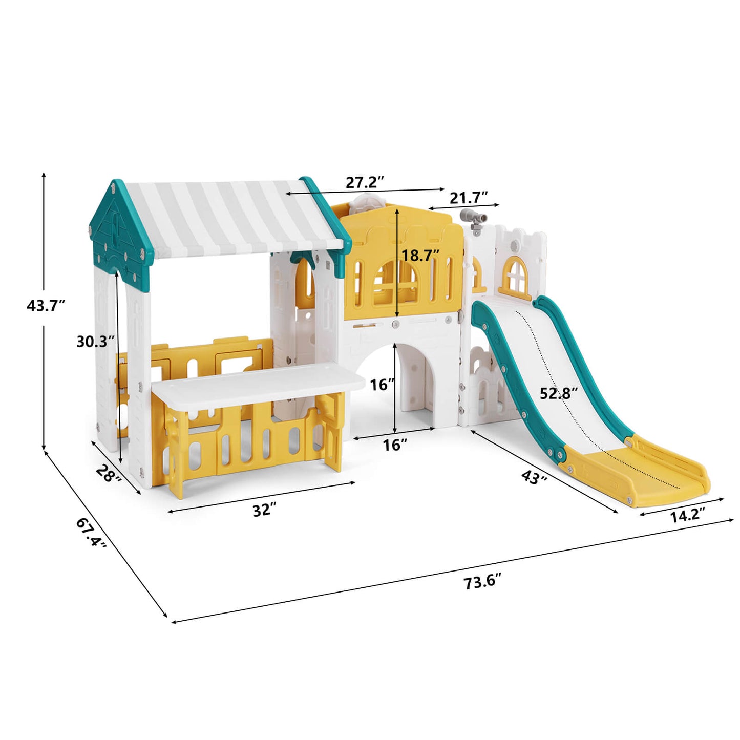 9 in 1 Toddler Slide, Freestanding Kid Climber Slide Playset, Toddler Playhouse, Indoor Outdoor Toy for Toddlers Age 1-3+