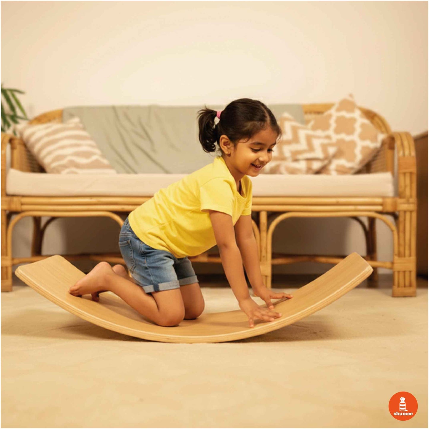 Waldorf Wooden Balance Board – Curvy Rocker for Open-Ended Play